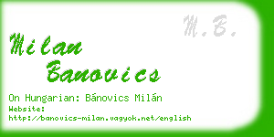 milan banovics business card